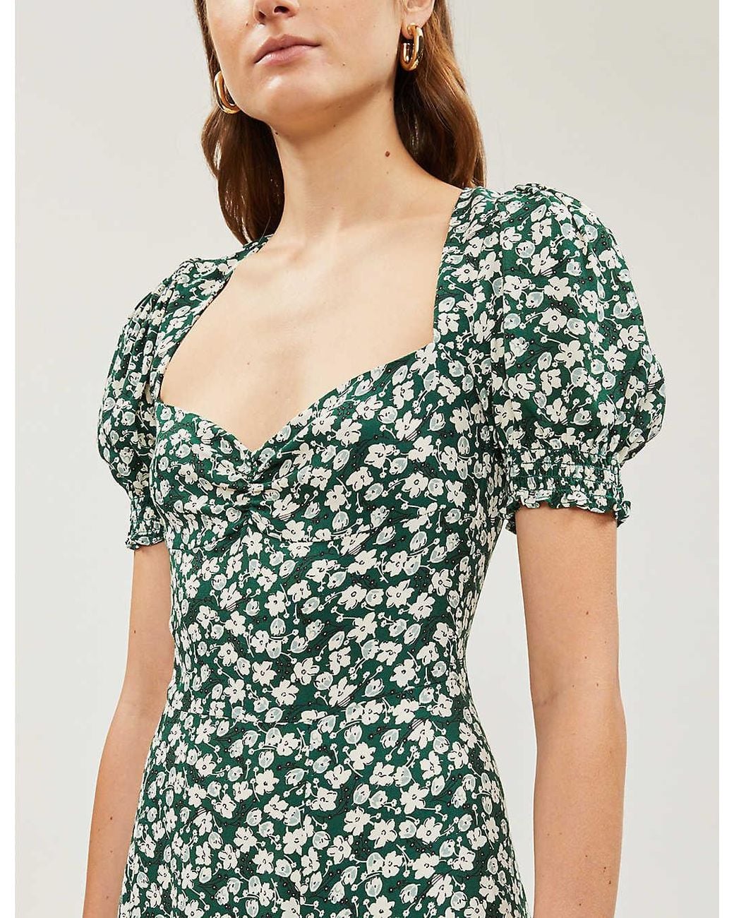 reformation lacey abstract print crepe midi dress Selfridges Reformation Lacey abstract-print crepe midi dress 255.00