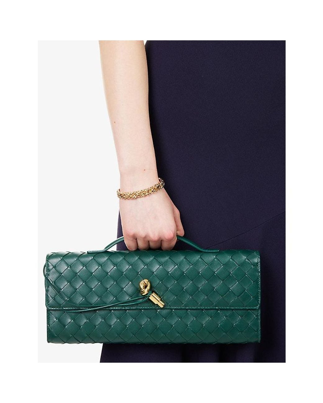 Bottega Veneta Metallic Intreccio 18Ct Plated Sterling Bracelet Chain Bracelet