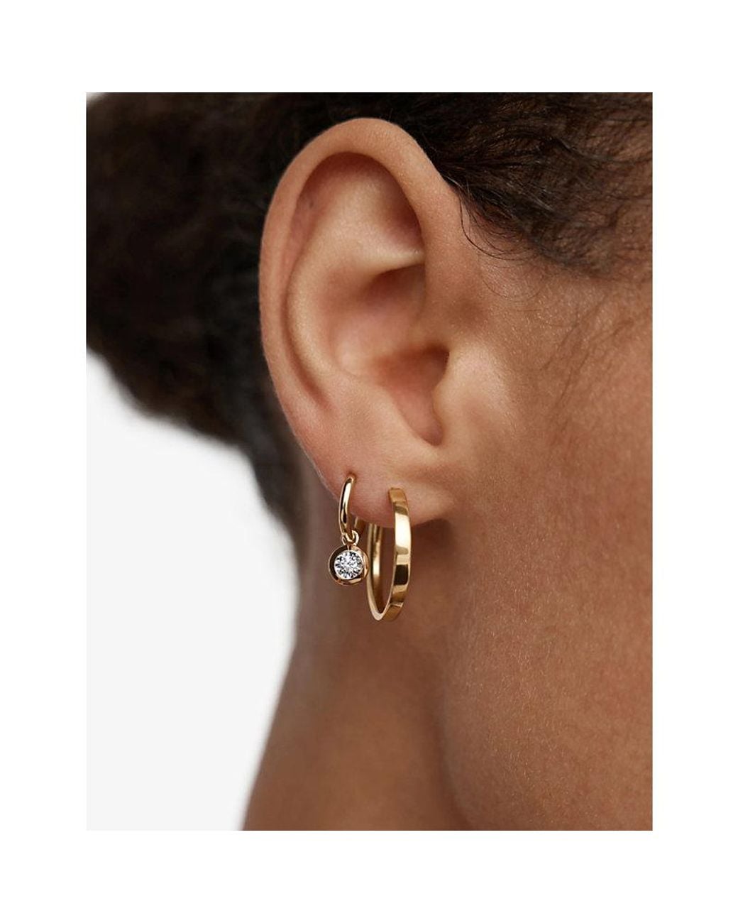 Monica Vinader Metallic Round 18Ct Vermeil And Lab Grown Diamond Huggie Earrings