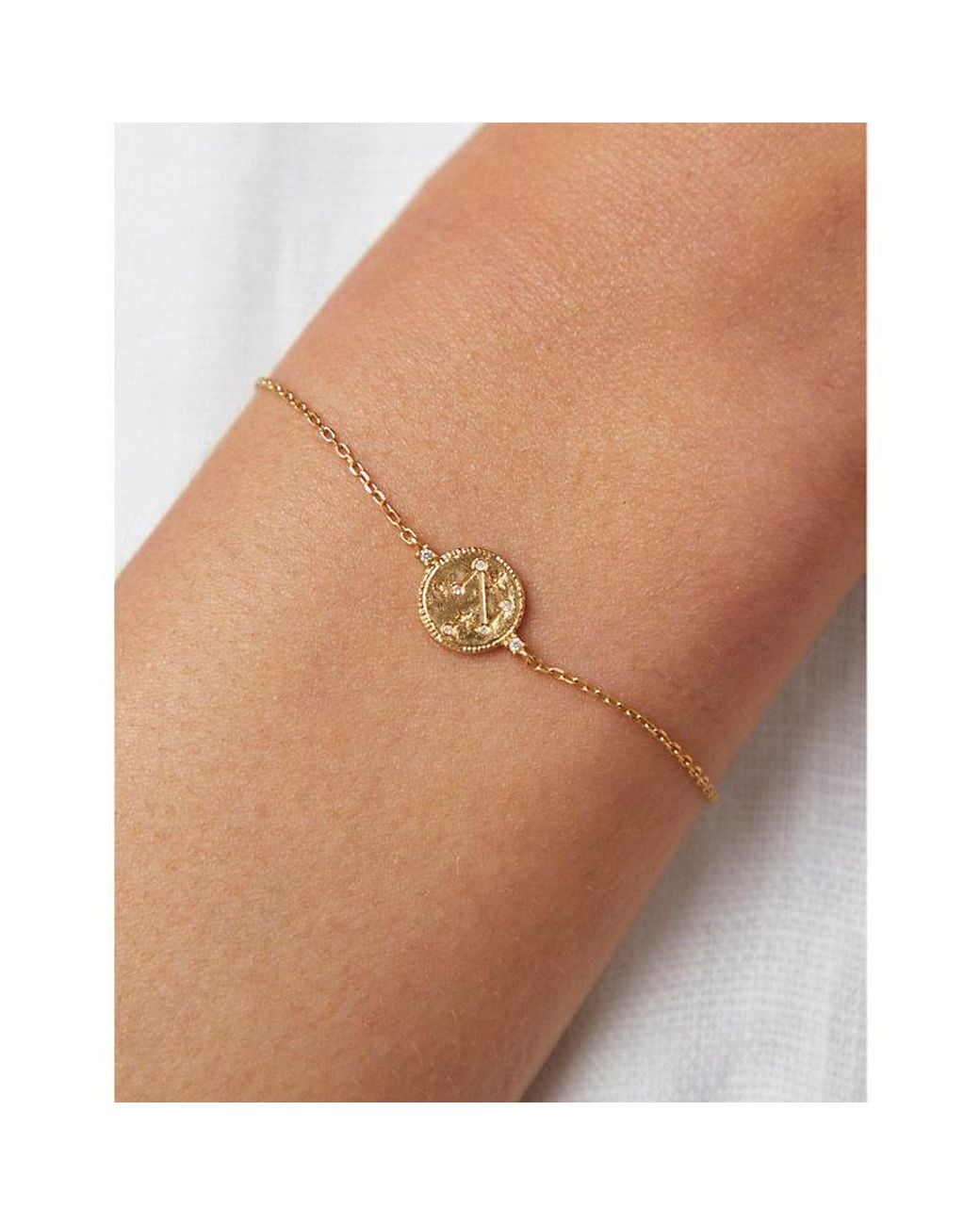 Astrid & Miyu White Libra Zodiac 18Ct-Plated Sterling- And Cubic Zirconia Pendant Bracelet
