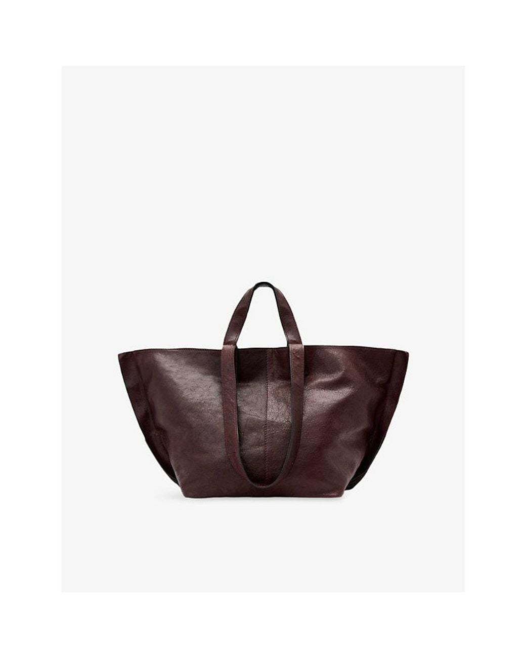 AllSaints Brown Lutece Oversized Leather Tote Bag