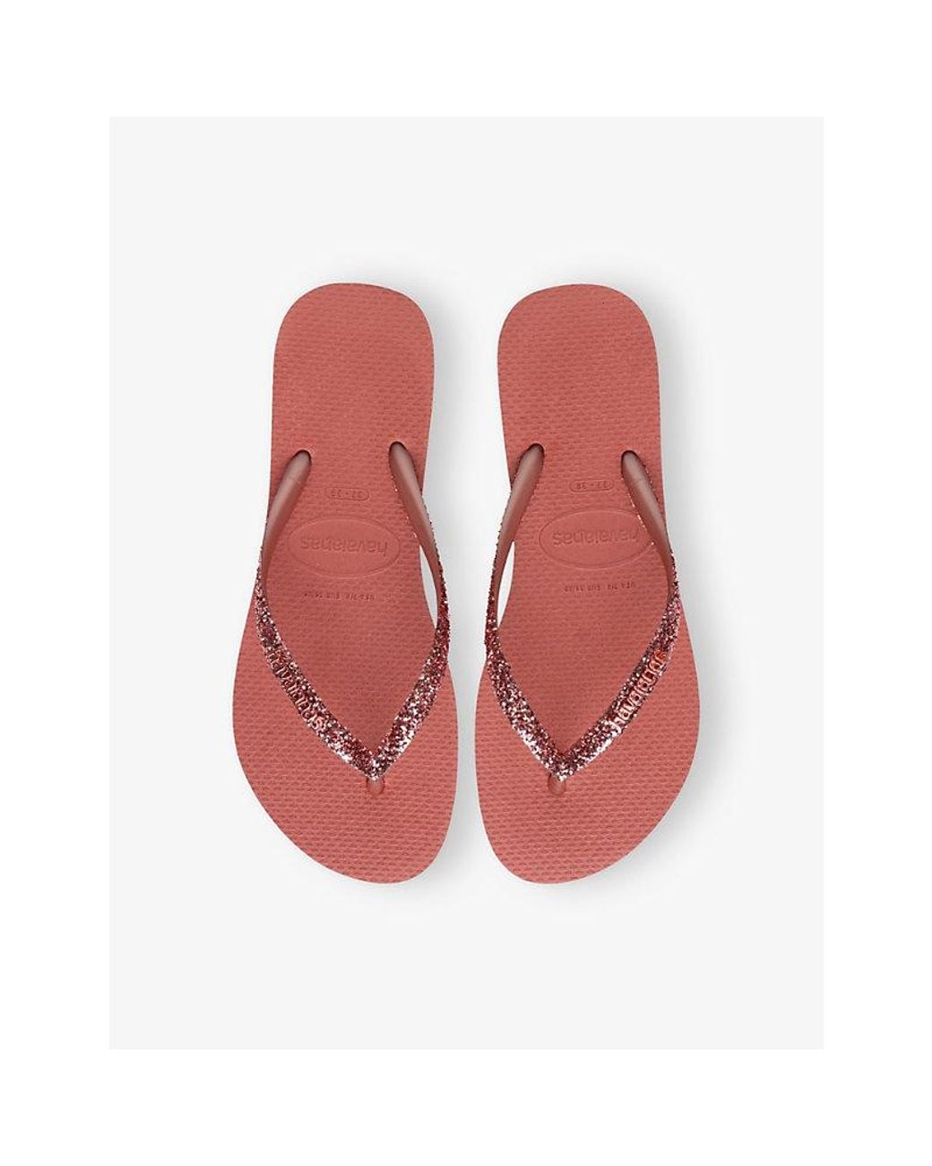 Havaianas Red Slim Glitter Ii Rubber Flip-Flops