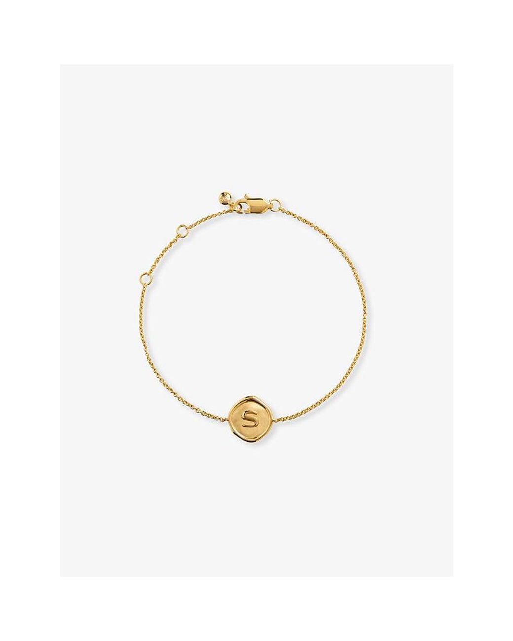 Monica Vinader Metallic Initial S Stamp 18Ct Vermeil Bracelet