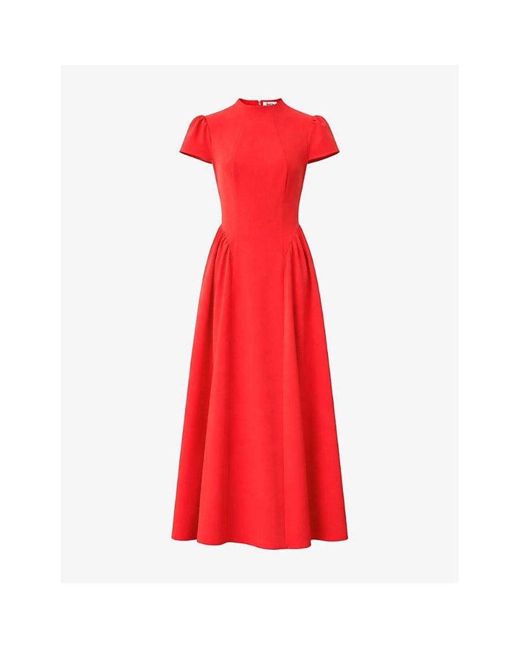 Ro&zo Red Mariam Cap-Sleeve Stretch-Woven Maxi Dress