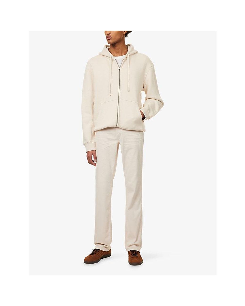 PAIGE White Avon Zip-Through Cotton-Jersey Hoody for men