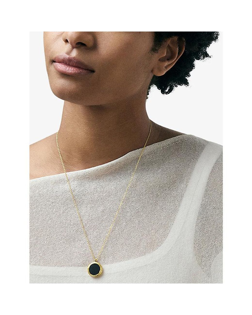 Astley Clarke White Stilla 18Ct-Plated Sterling- And Onyx Locket Necklace