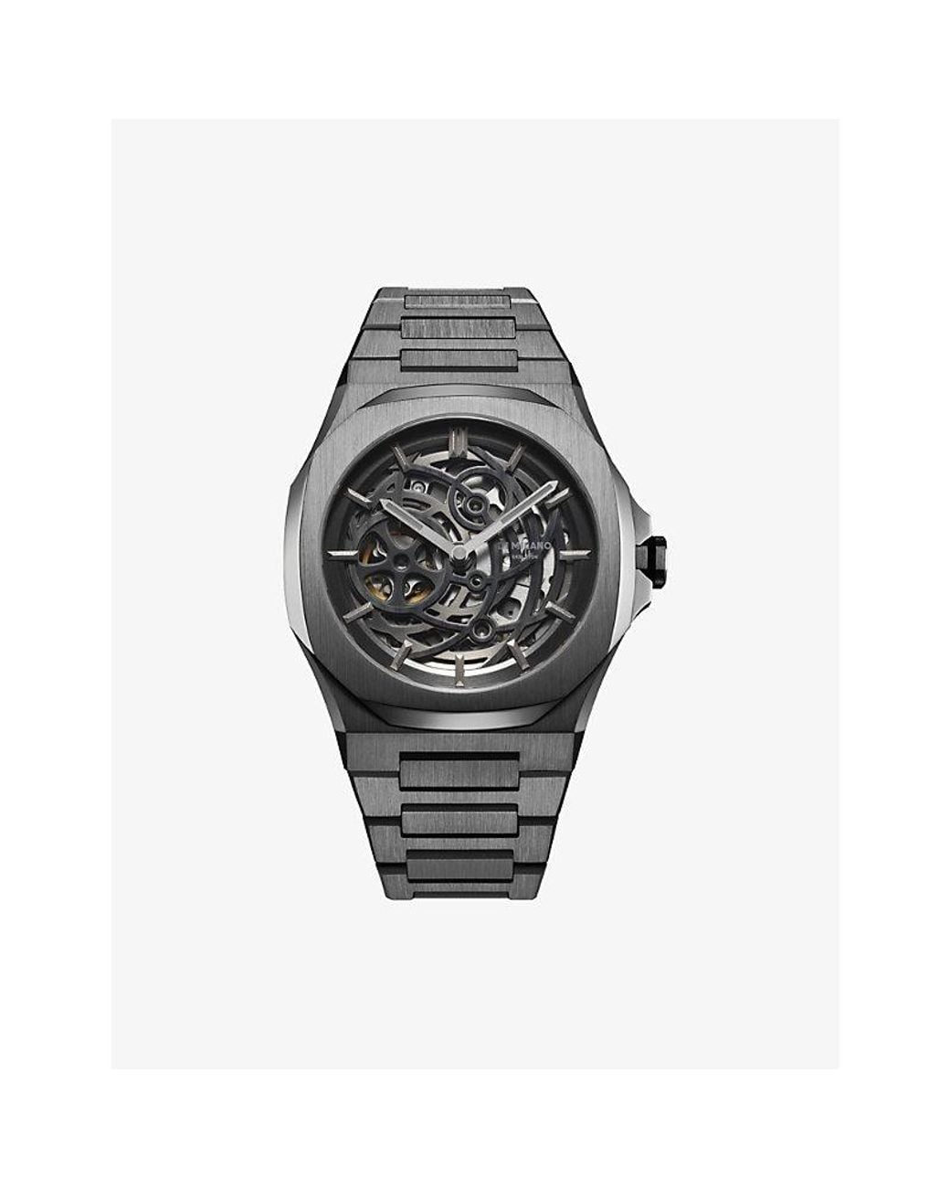 D1 Milano Black Skeleton Bracelet 41.5Mm Stainless Steel Mechanical Watch