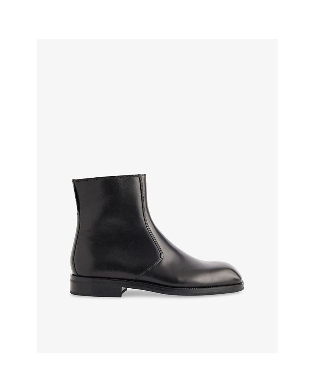 Lemaire Black Zipped Leather Ankle Boots for men