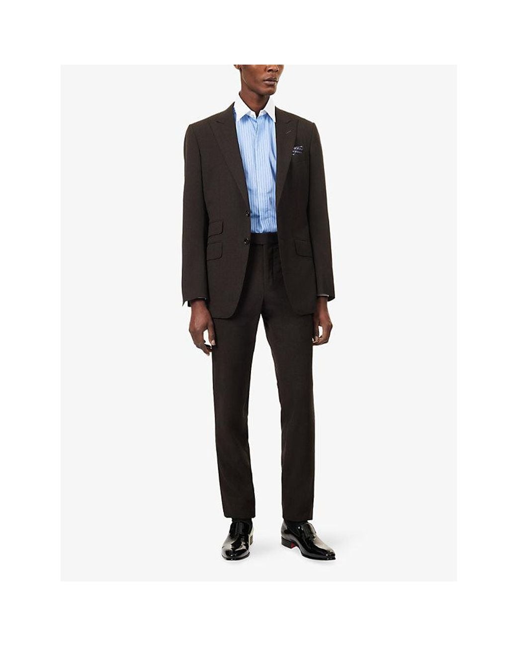 Tom Ford Blue Stripe Contrast Cotton Shirt for men