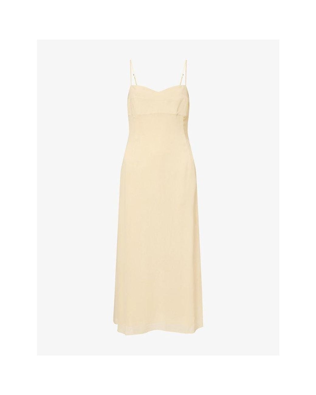 Reformation Natural Milica Sweetheart-Neck Georgette Midi Dress