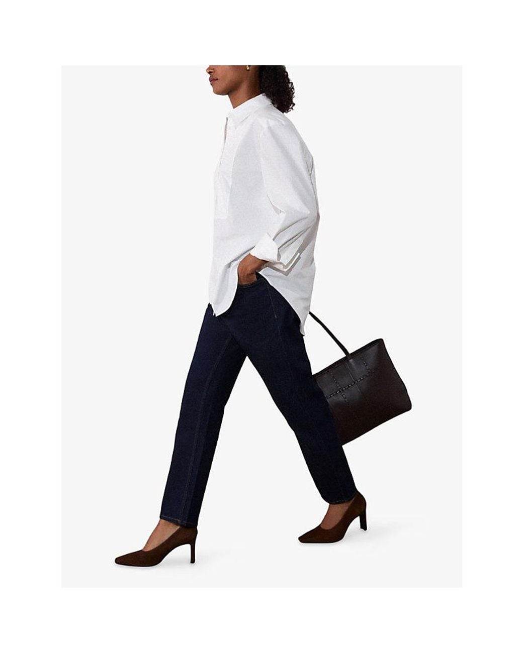 Whistles White Bib Detail Cotton Poplin Shirt