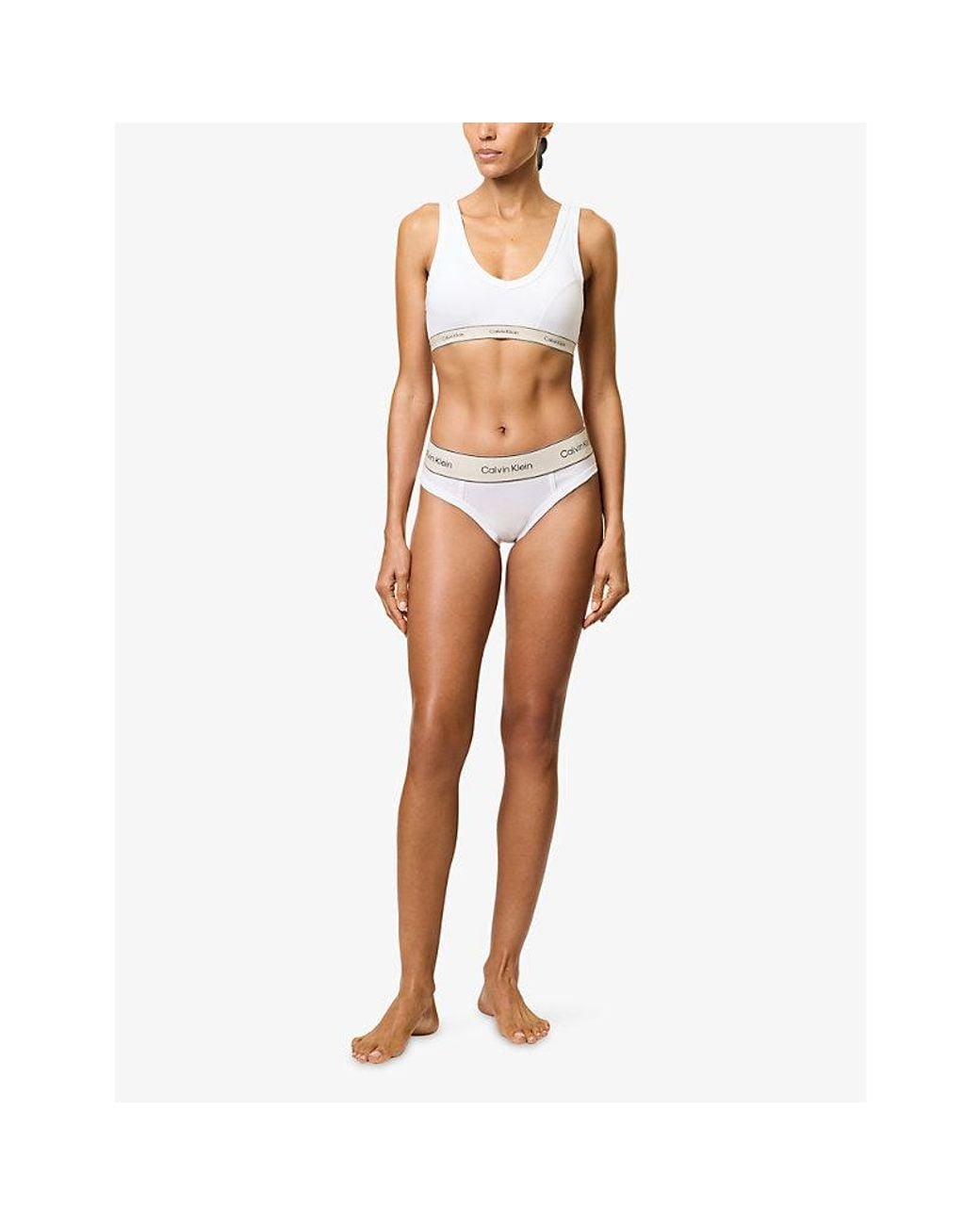 Calvin Klein White Heritage V-Neck Cotton Bra