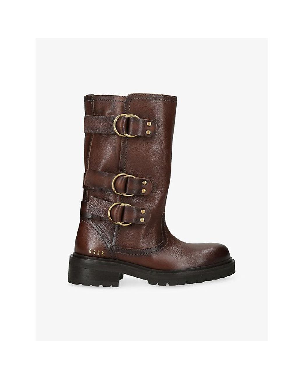 Golden Goose Deluxe Brand Brown Kurt Buckle Leather Biker Boots