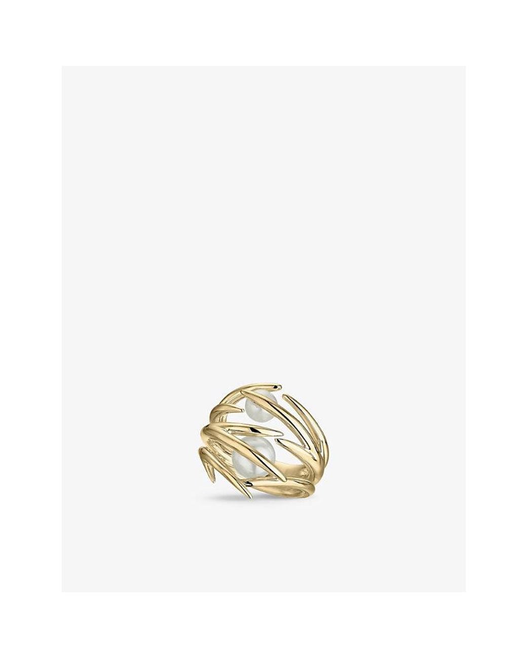 Shaun Leane Metallic Cherry Blossom-Plated Vermeil And Pearl Ring