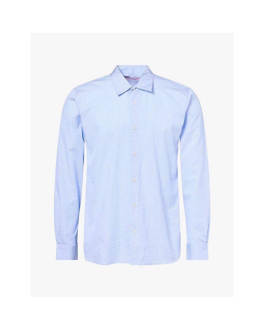Orlebar Brown Blue Justin Striped Cotton Shirt for men
