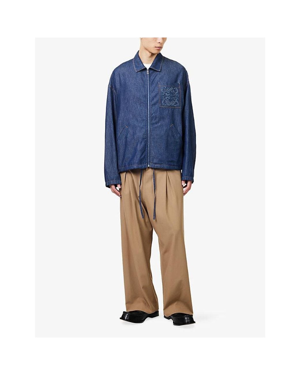 Loewe Blue Anagram-Embroidered Denim Jacket for men