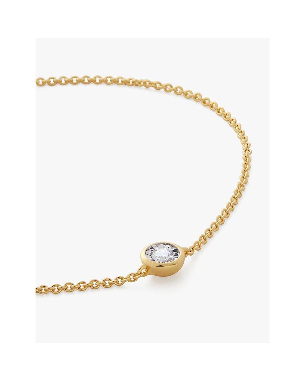 Monica Vinader Metallic Solitaire 18Ct-Plated Vermeil Sterling- And 0.015Ct Lab-Grown Diamond Bracelet