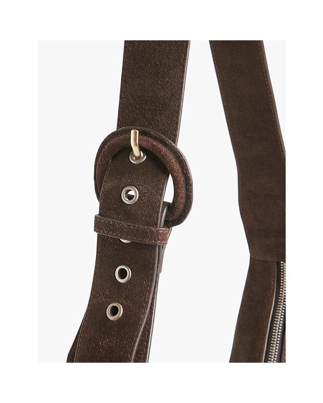 Whistles Brown Sia Curved Suede Cross-Body Bag