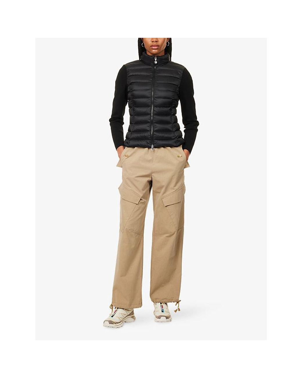 Moncler Black Hybrid Nylon And Wool Down Cardigan