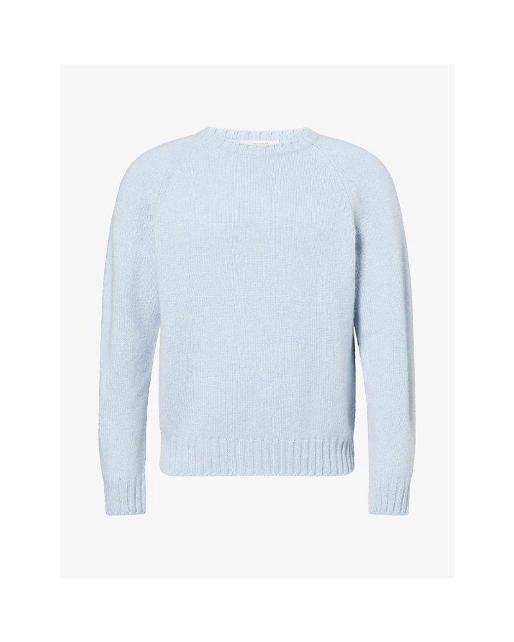 Umit Benan Blue Milano Crew-Neck Cashmere Jumper for men