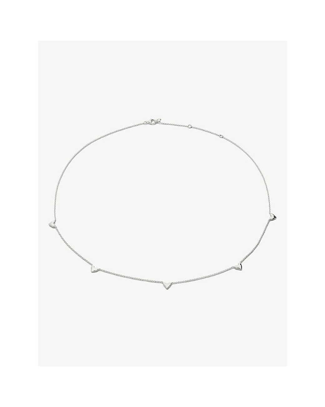 Monica Vinader Natural Heart Station Sterling- Adjustable Chain Necklace