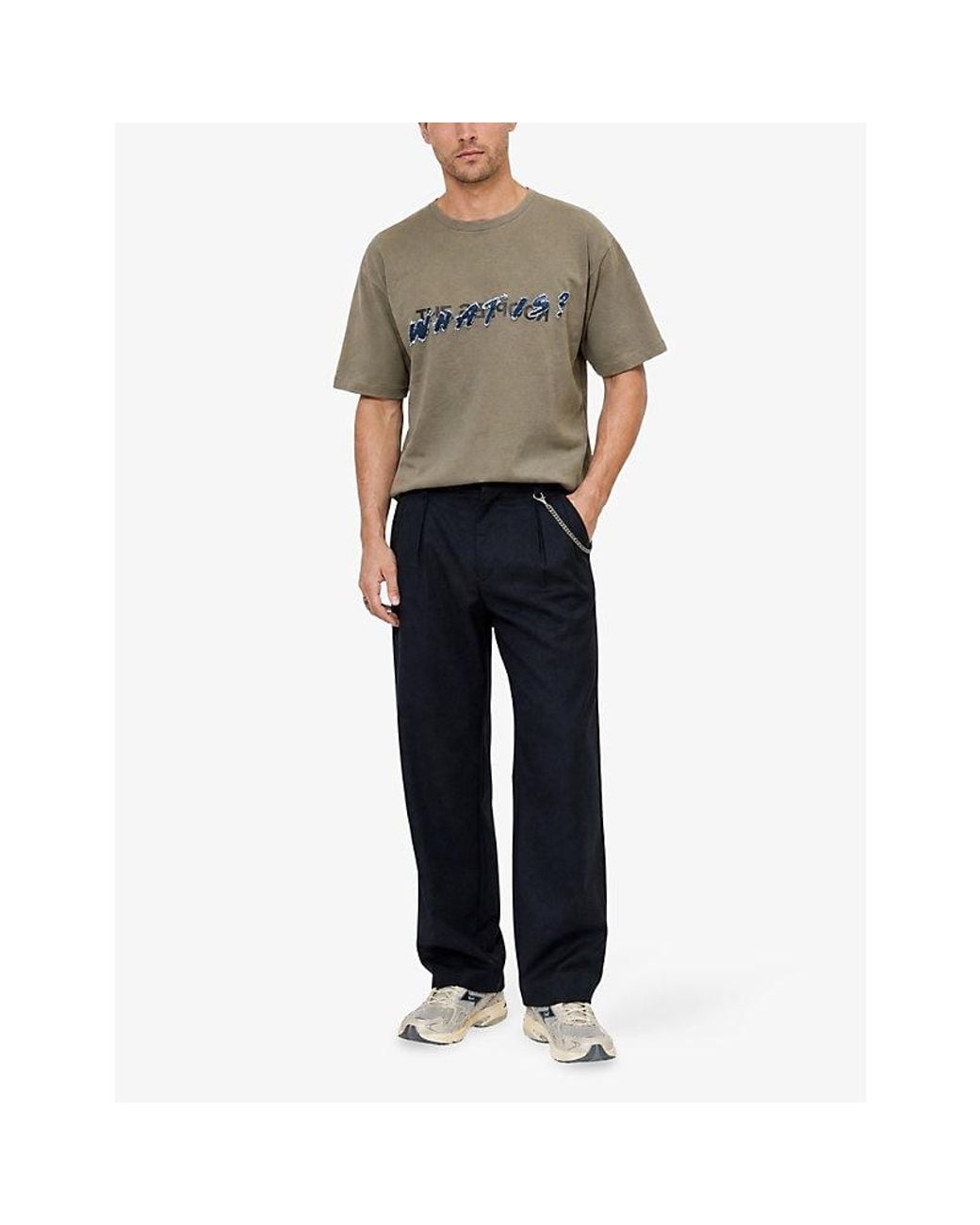 The Kooples Green Slogan-Embroidered Short-Sleeve Cotton T-Shirt for men