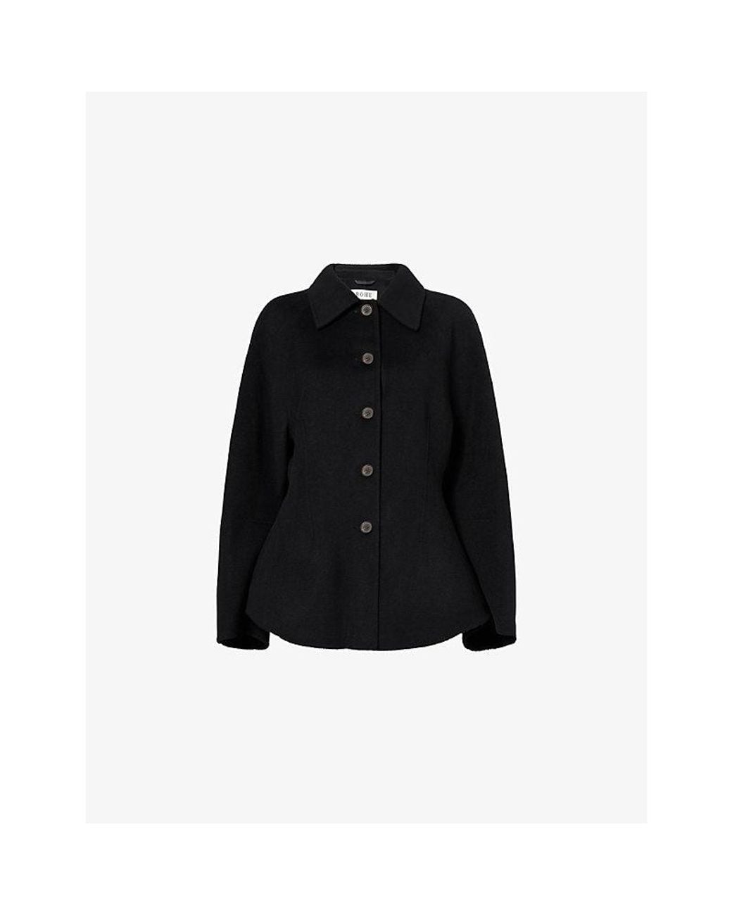 RÓHE Frames Black Sculptural Wool-Blend Jacket