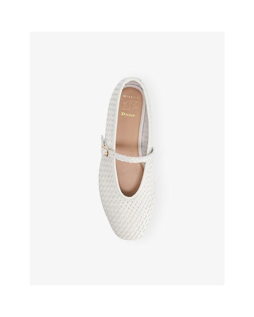 Dune White Wide Fit Headliner Leather Ballet Flats