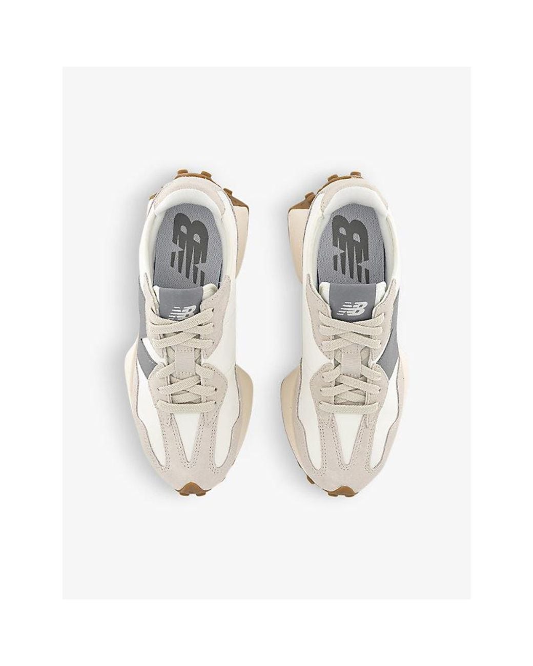 New Balance White 327 Logo-Embellished Suede And Shell Low-Top Trainers for men