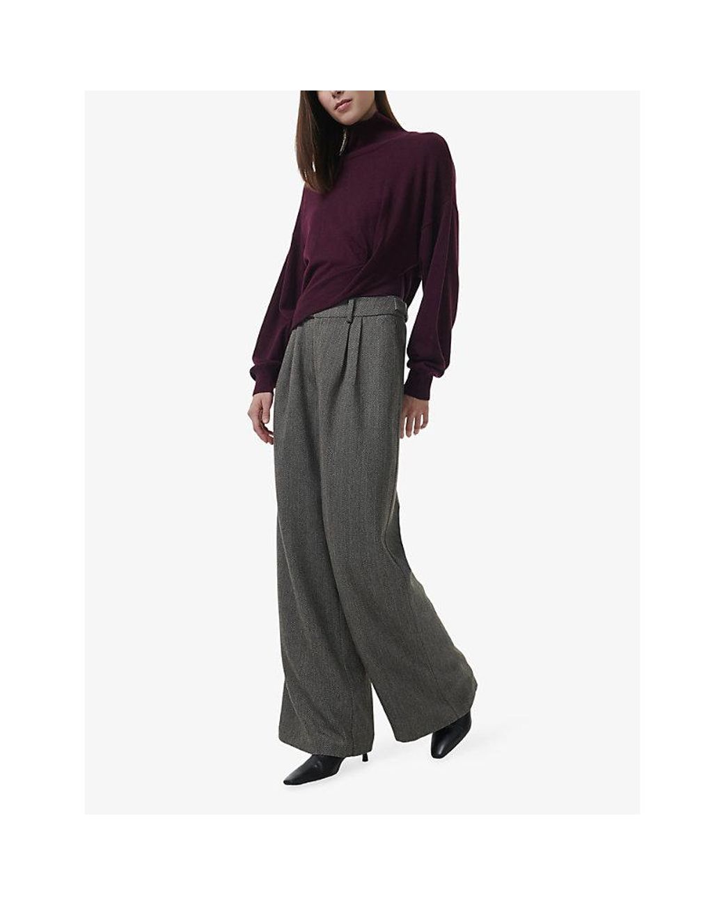 eem Purple Knotted-Hem Wool-Blend Jumper