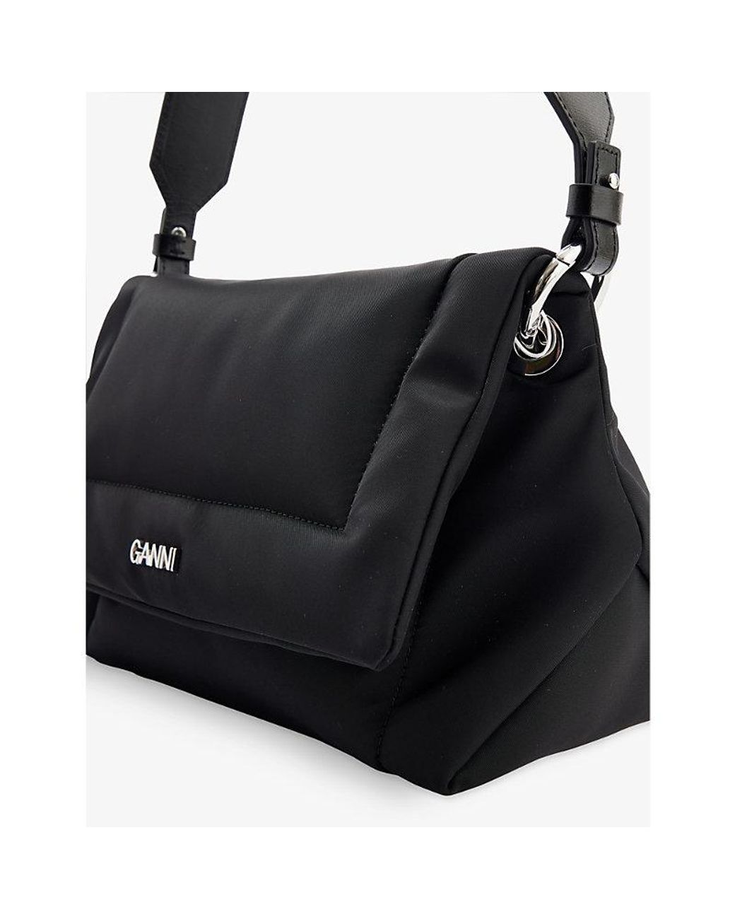 Ganni Pillow Medium Recycled-polyamide Shoulder Bag in Black | Lyst