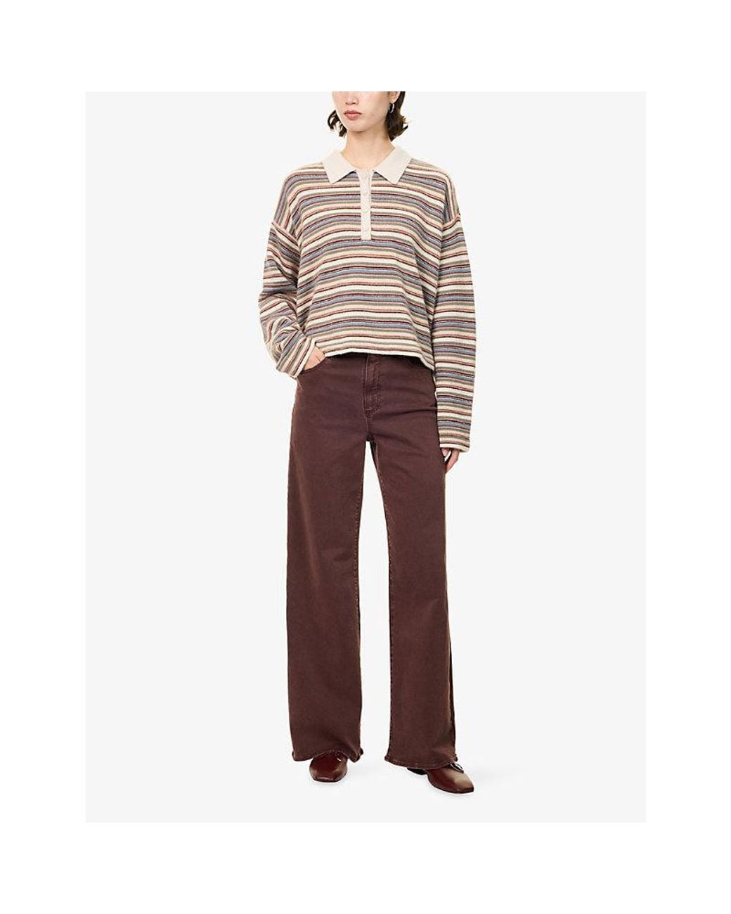 PAIGE Purple Anessa Wide-Leg Cotton-Stretch Denim Jeans