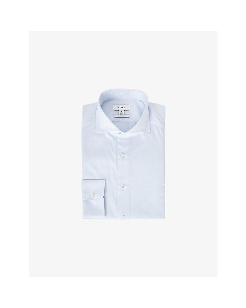 Reiss Blue Storm Reg Long-Sleev Cotton-Twill Shirt for men