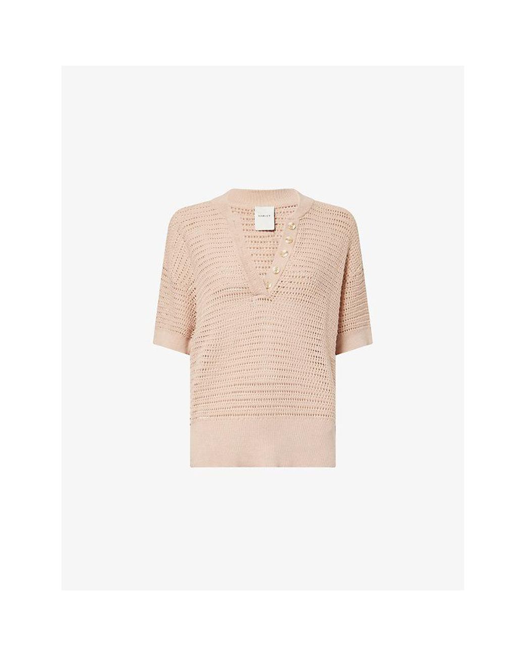 Varley Natural Callie Open-Knit Cotton Top