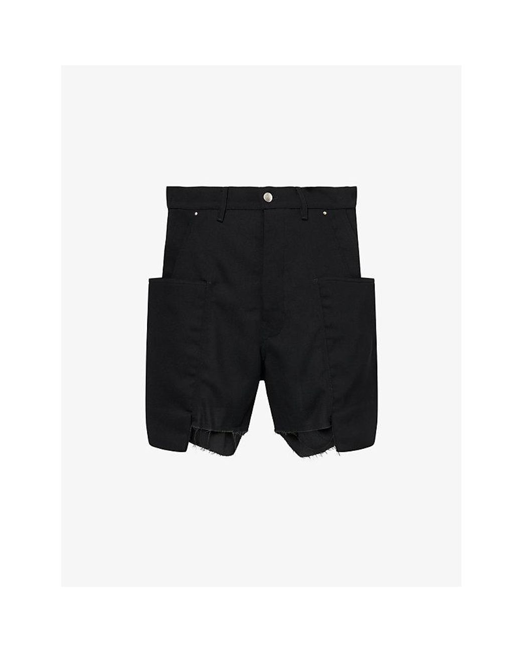 Rick Owens Black Stefan Wool Cargo Shorts for men