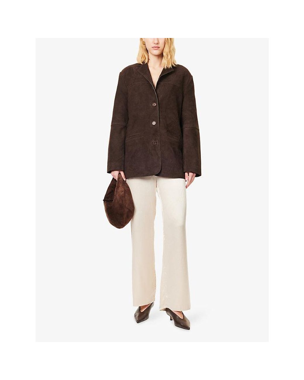 Dissh Natural Percy Wide-Leg Silk Trousers