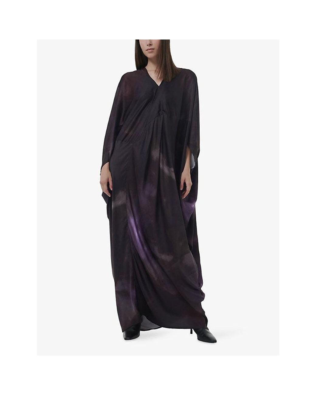 eem Blue Graphic-Printed Panelled Woven Kaftan