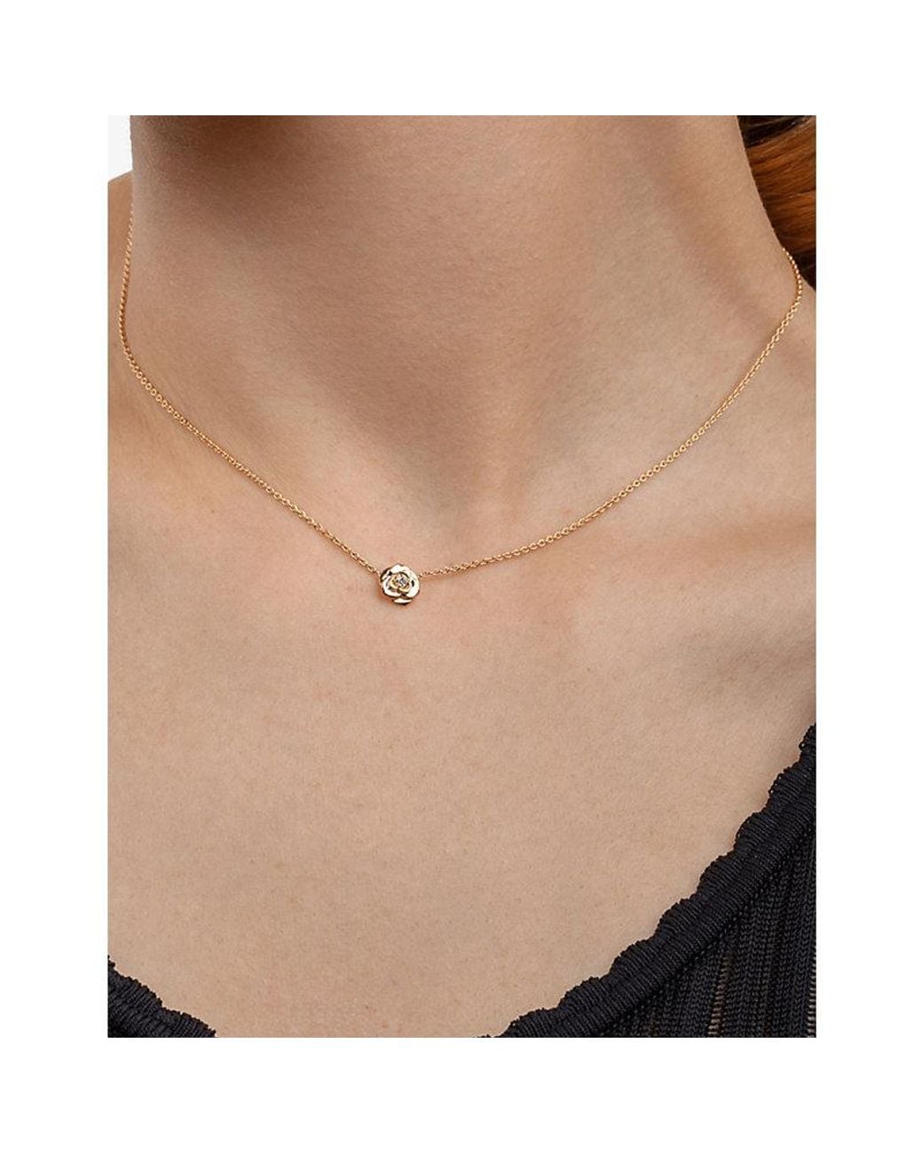 Piaget White Rose 18Ct Rose- And 0.06Ct Diamond Pendant Necklace