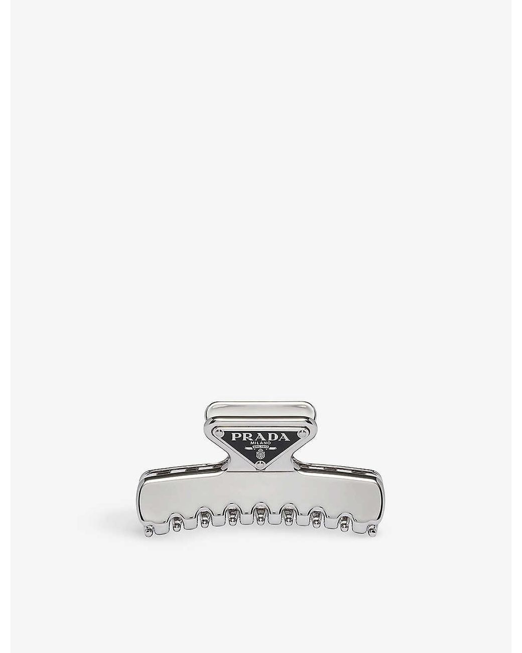 Prada Metallic Brand-Plaque-Tone Brass Hair Clip