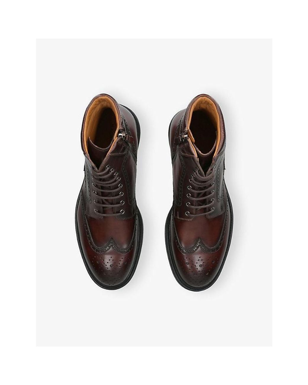 Magnanni Shoes Brown Brogue Hiker Leather Boots for men