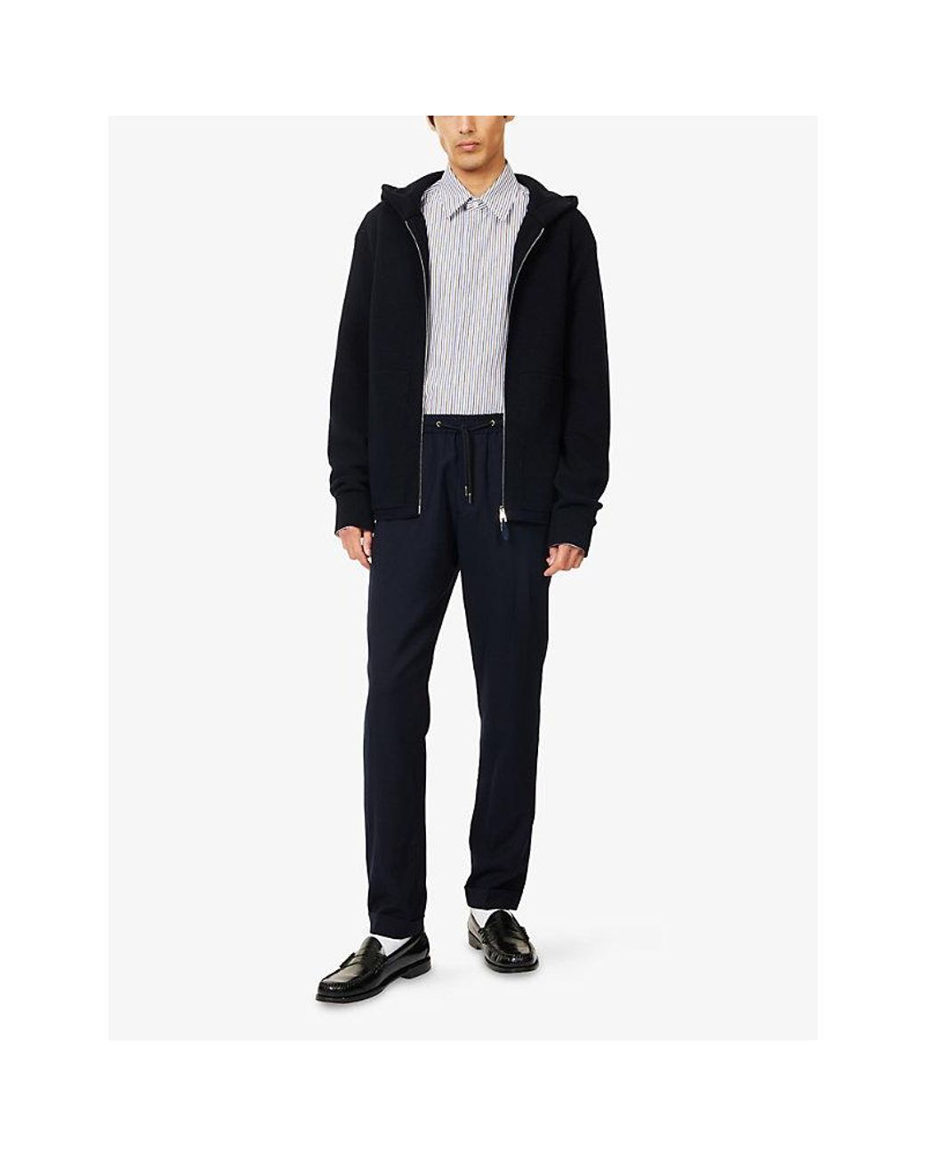 Dunhill Black Relaxed-Fit Patch-Pocket Cotton-And-Cashmere Knit Hoodie for men