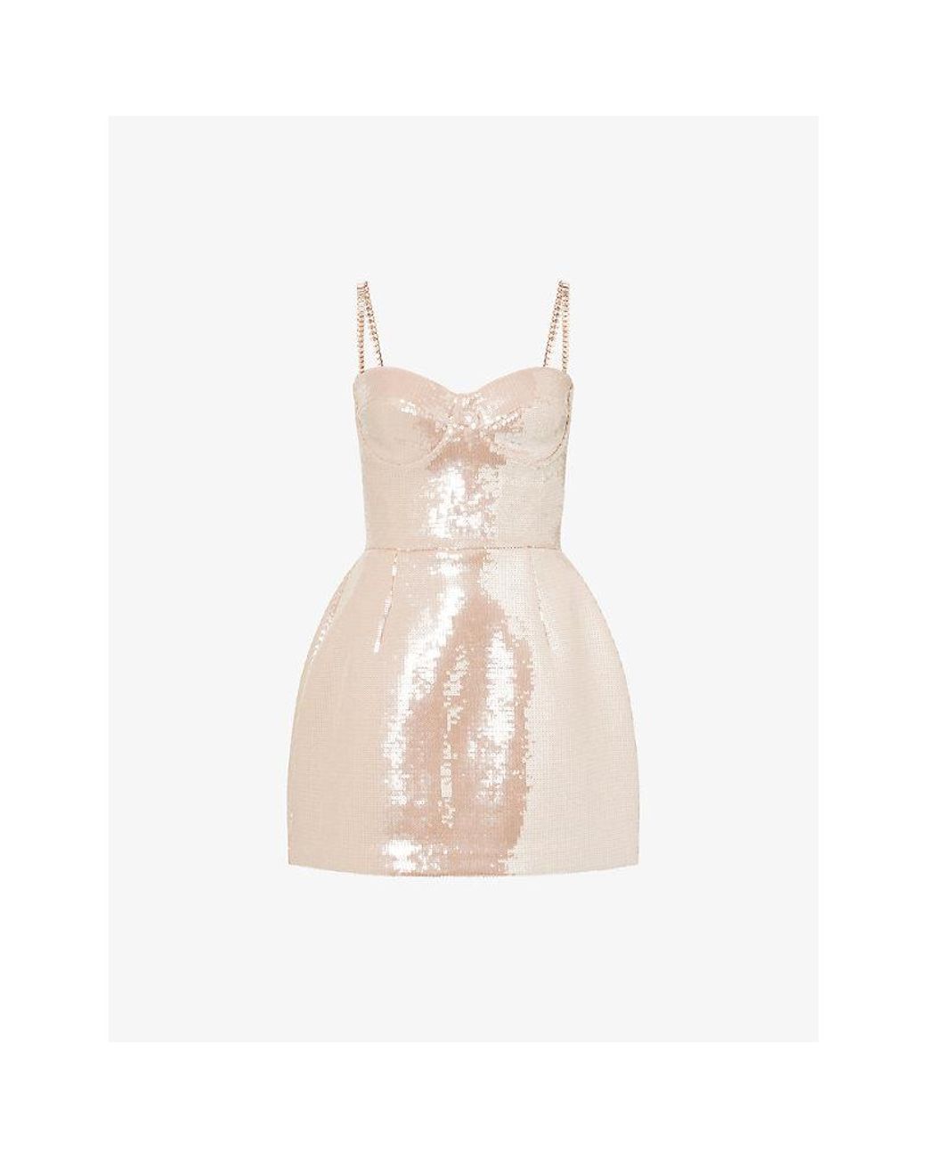 Nadine Merabi White Leyton Jewel-Embellished Sequinned Mini Dress