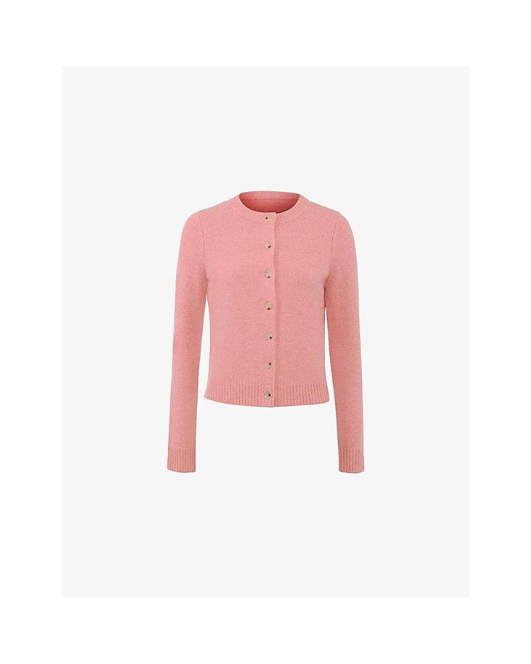 House Of Cb Pink Signature Round-Neck Wool-Blend Cardigan