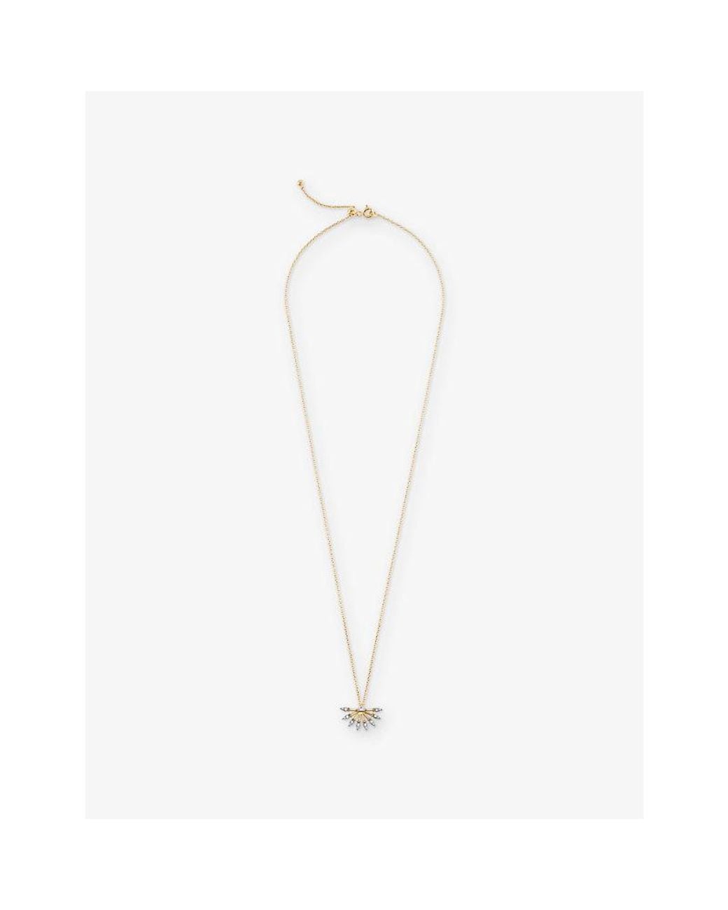 Kismet by Milka White Curvature Metal And 0.20Ct Diamond Pendant Necklace