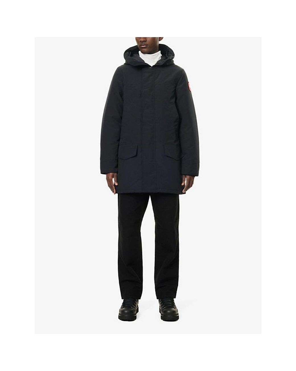 Canada Goose Black Langford Drawstring Hood Shell-Down Parka Jacket for men
