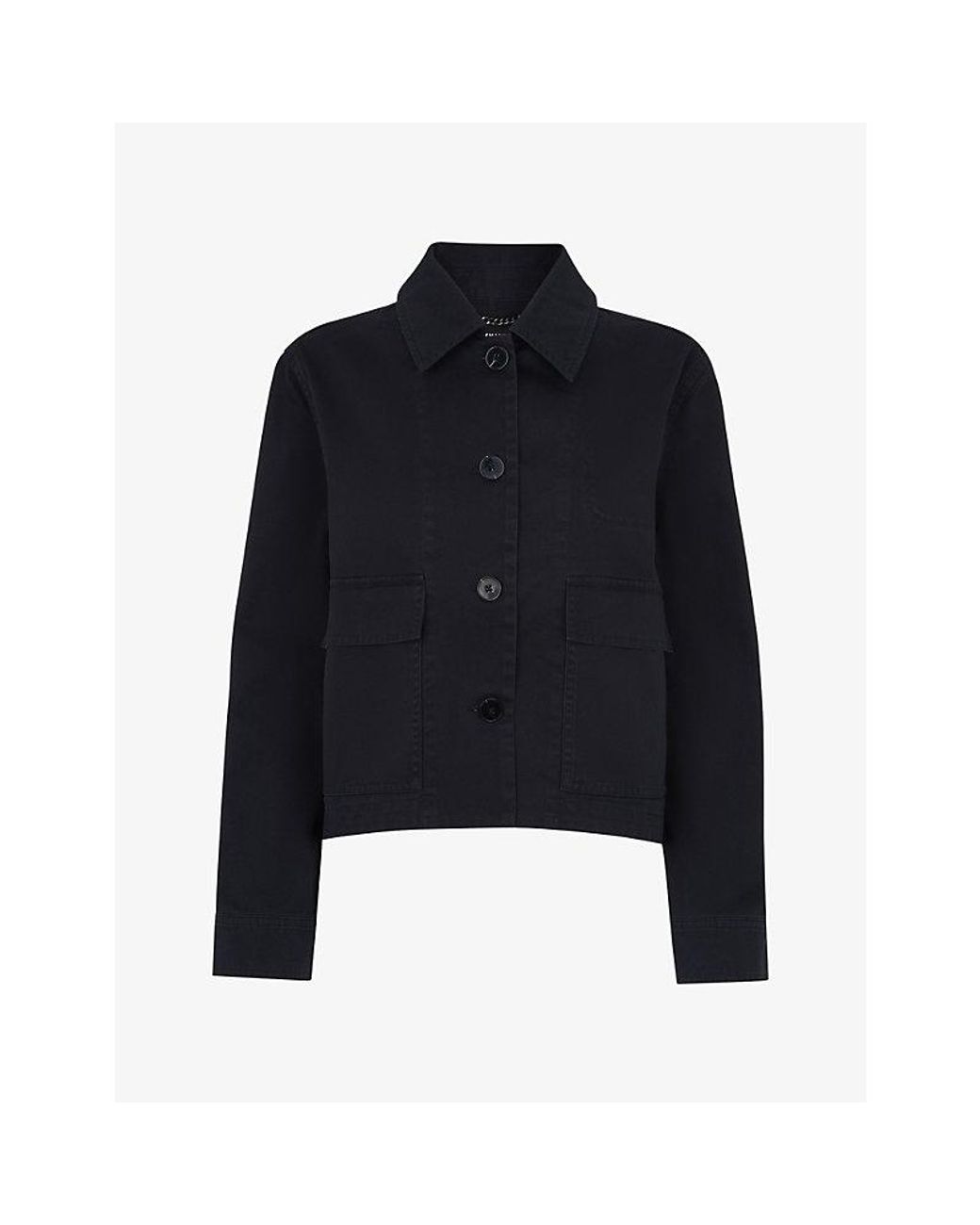 Whistles Blue Marie Boxy-Fit Cotton Jacket