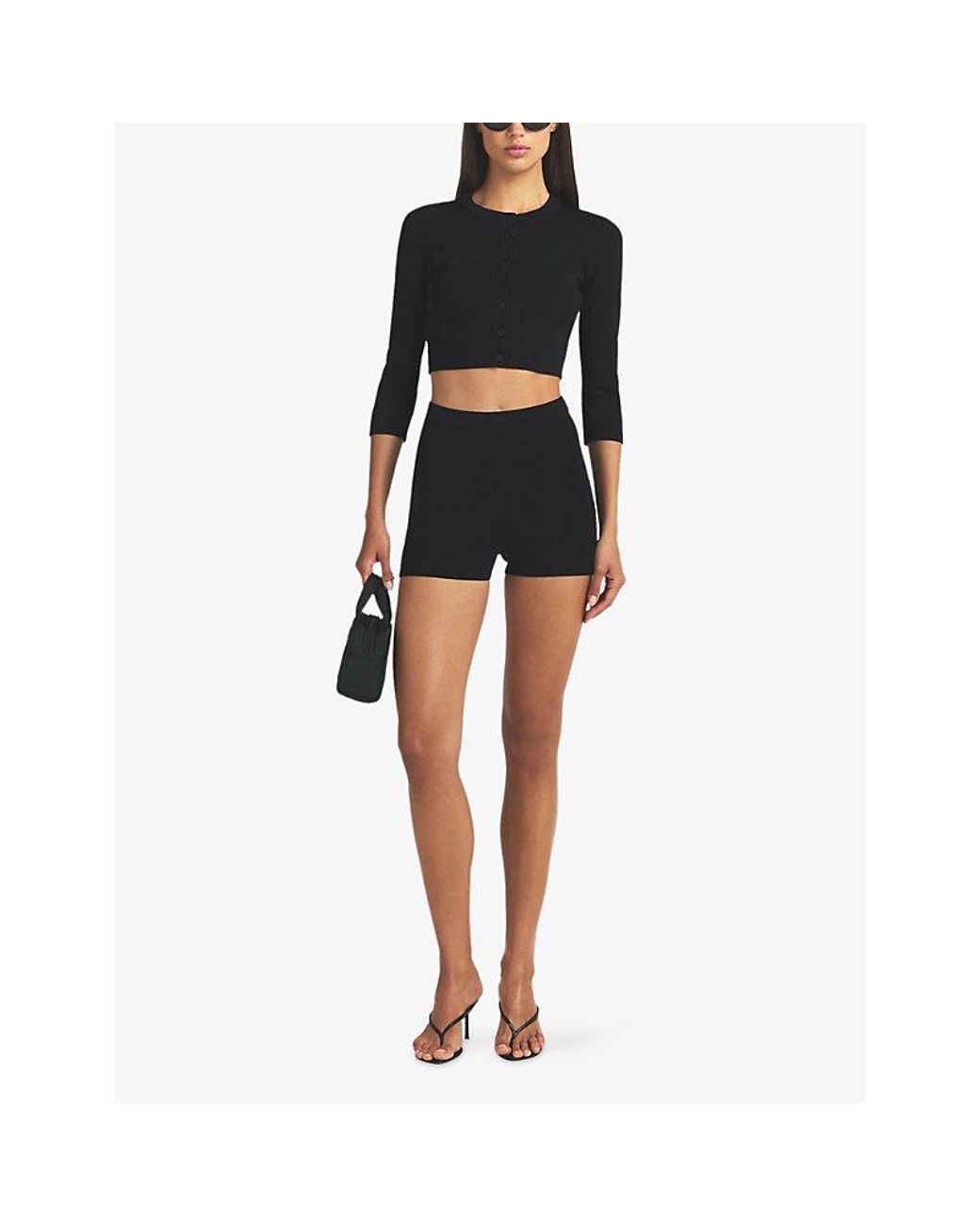 Skims Black Refined High-Rise Jersey Shorts