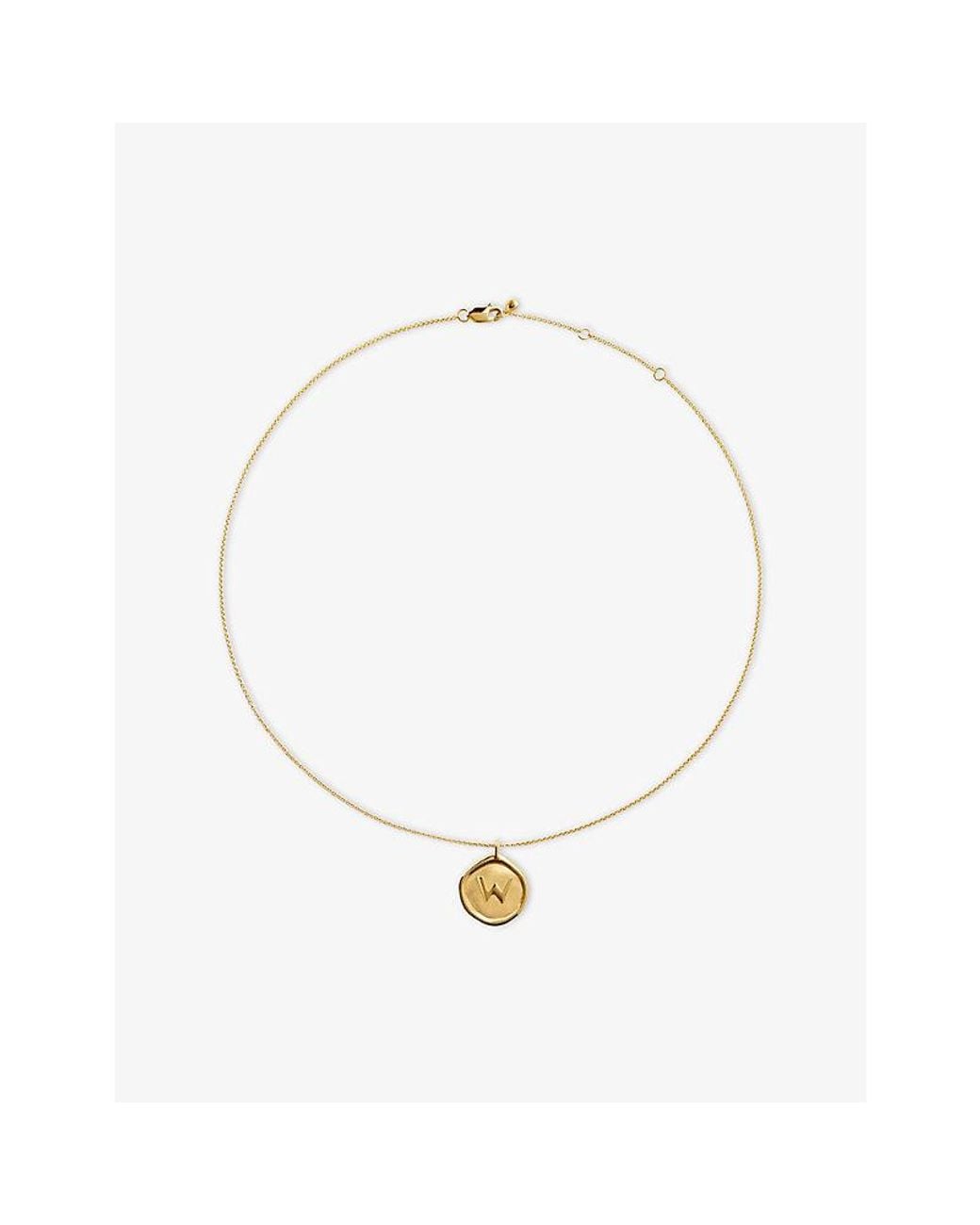 Monica Vinader Metallic Initial W Stamp 18Ct Vermeil Necklace