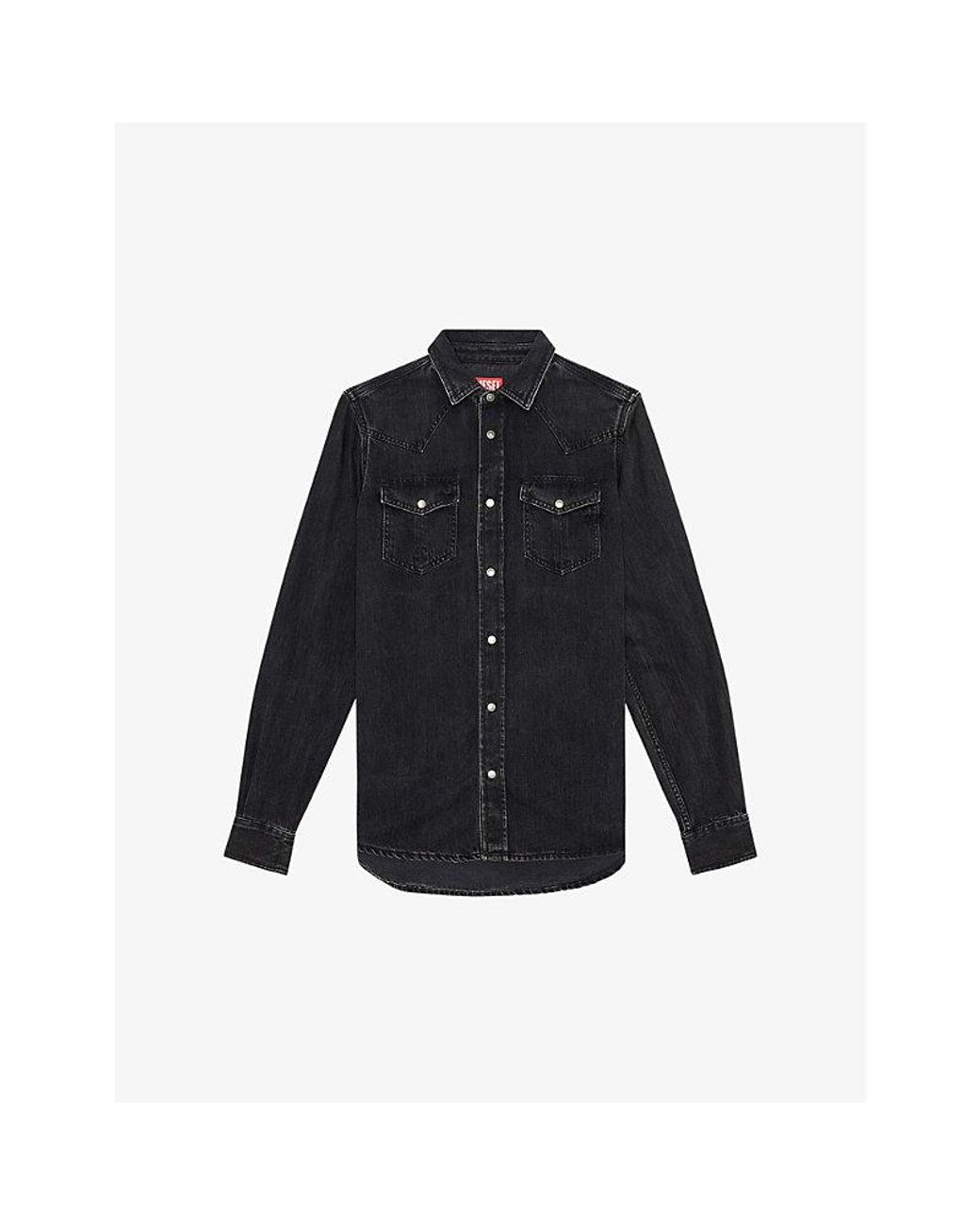 DIESEL Blue Vega Patch-Pocket Regular-Fit Denim Overshirt for men