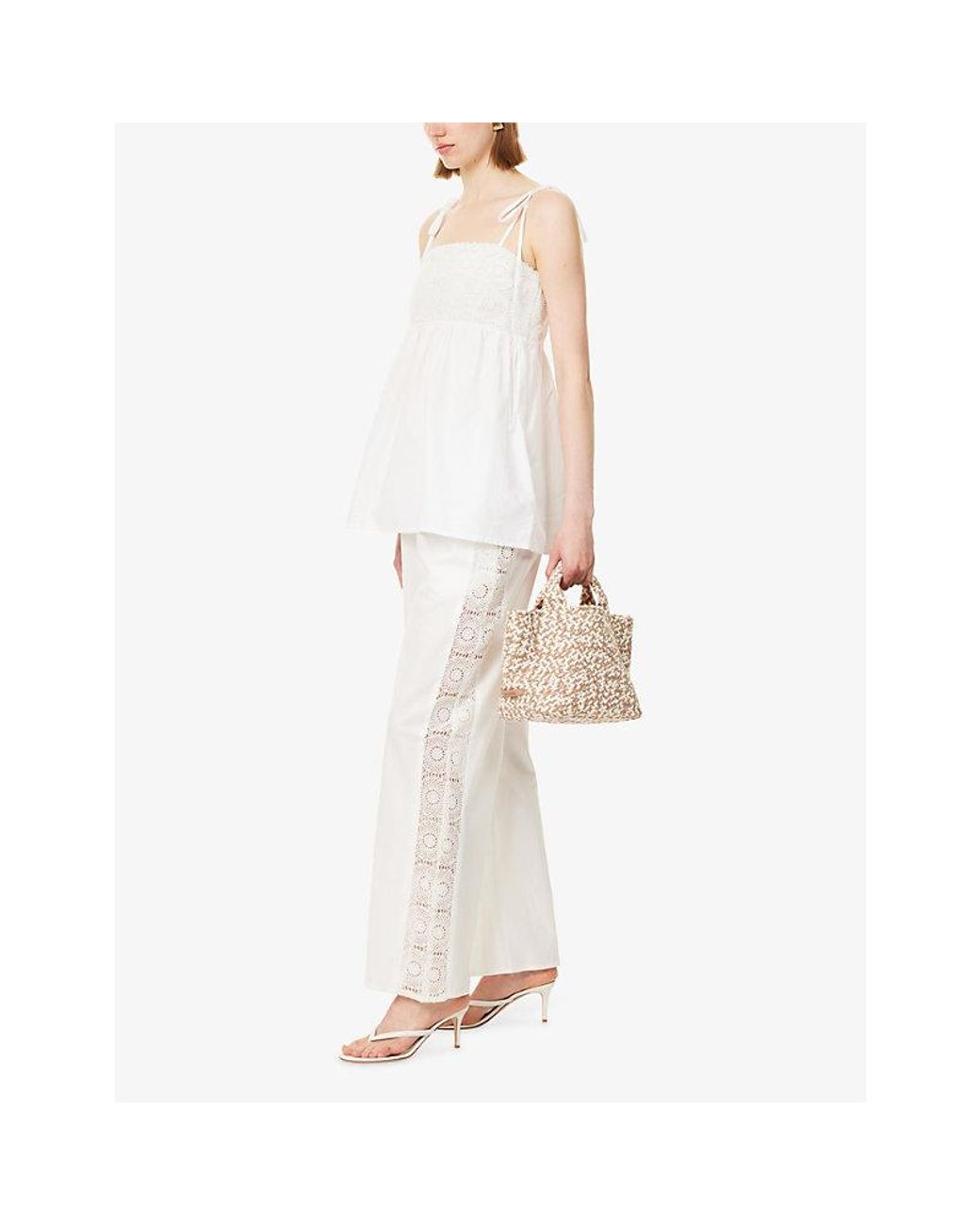 Pretty Lavish White Rae Crochet Cotton Trousers